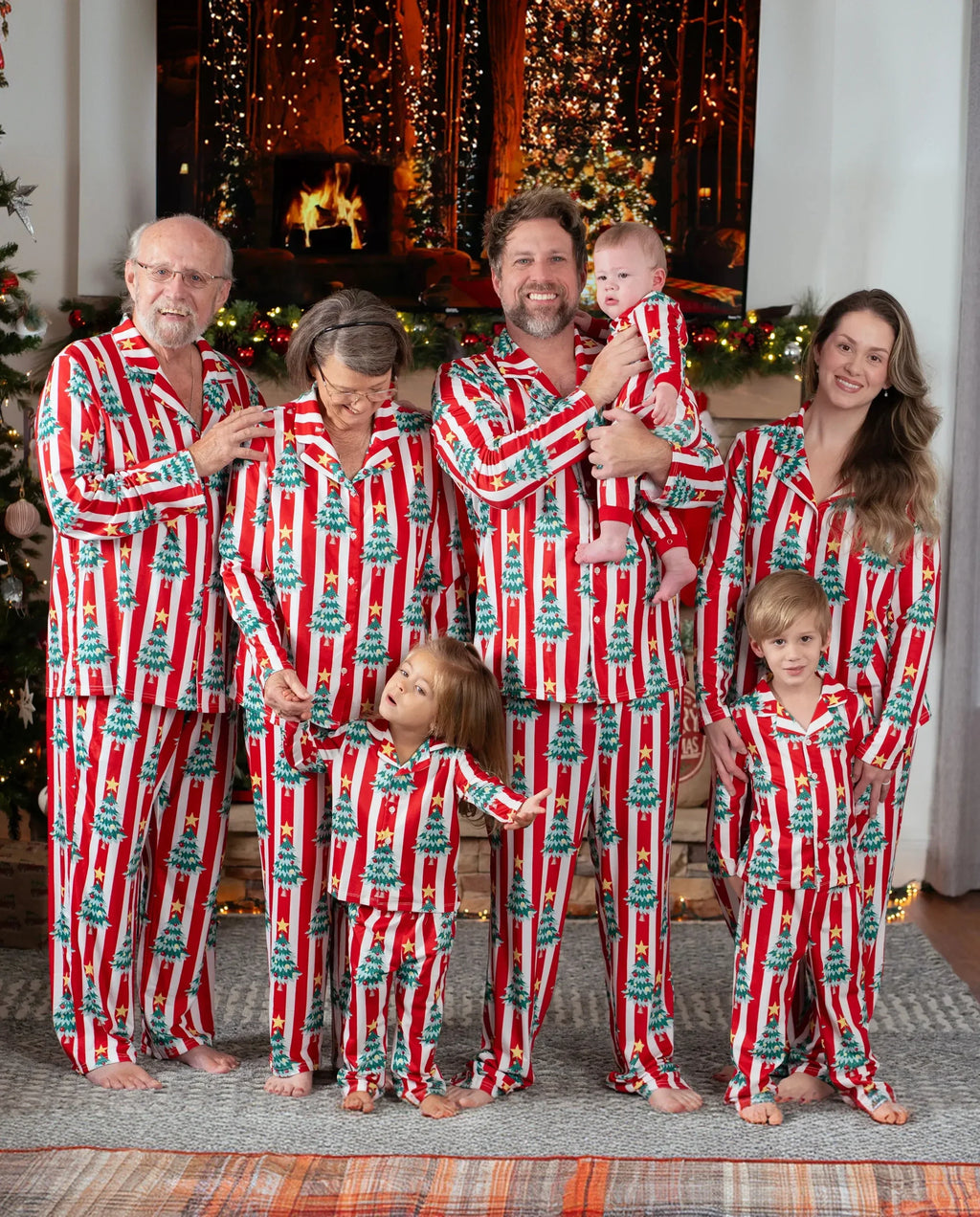 PatPat Matching Family Christmas Pajamas Christmas Tree Print Red