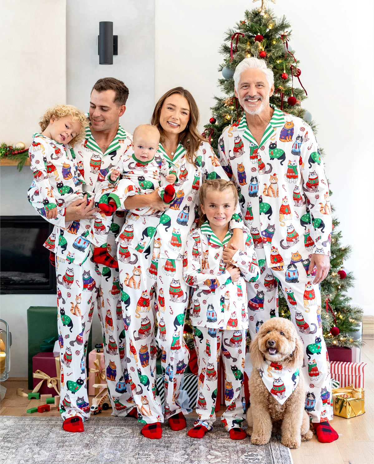PatPat Matching Family Christmas Pajamas Festive Cat Print Multicolor