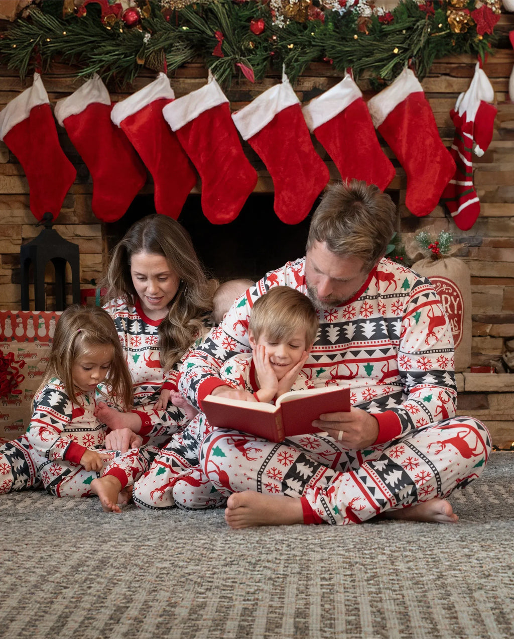 PatPat Family Matching Christmas Pajamas Fair Isle Red & White