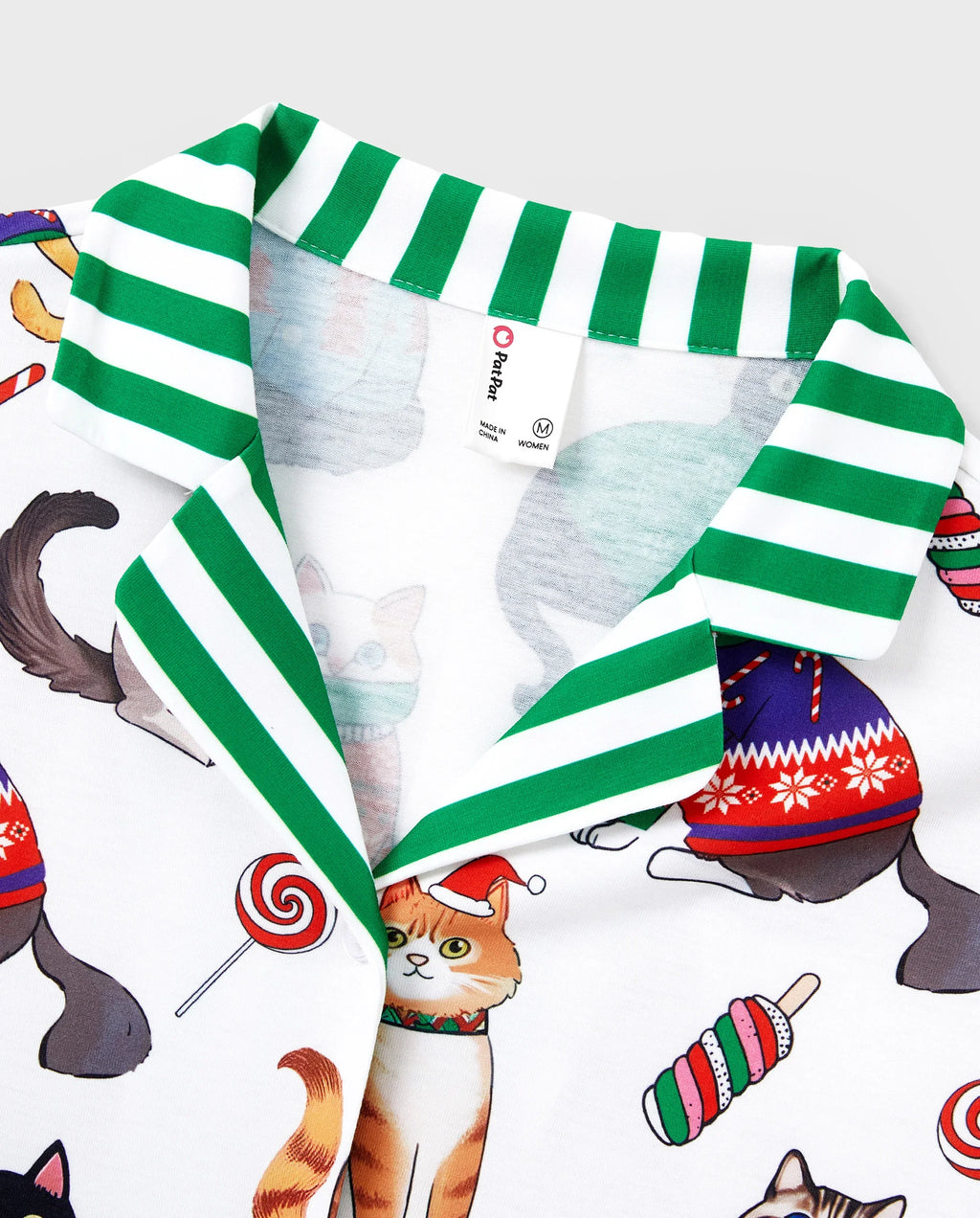 PatPat Matching Family Christmas Pajamas Festive Cat Print Multicolor