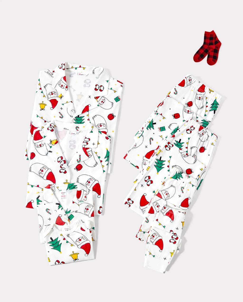 PatPat Matching Family Christmas Pajamas Christmas Tree & Santa Print White