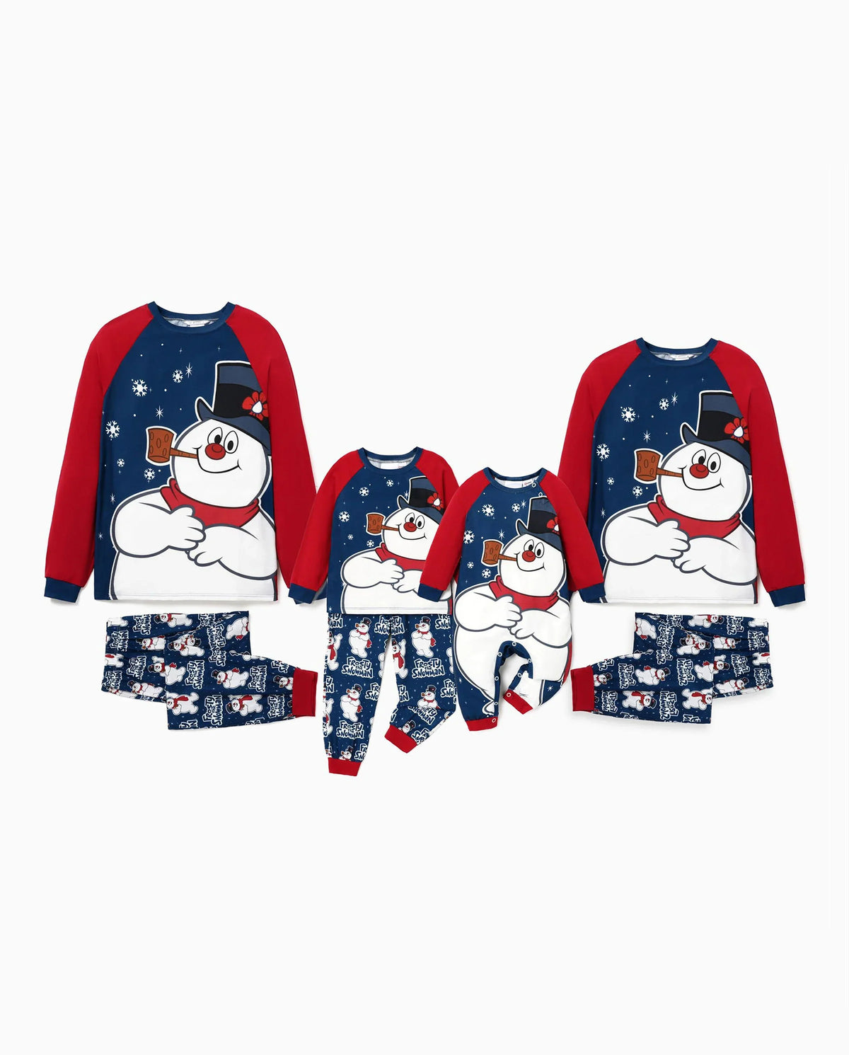 PatPat Frosty the Snowman Family Matching Christmas Pajamas Navy & Red