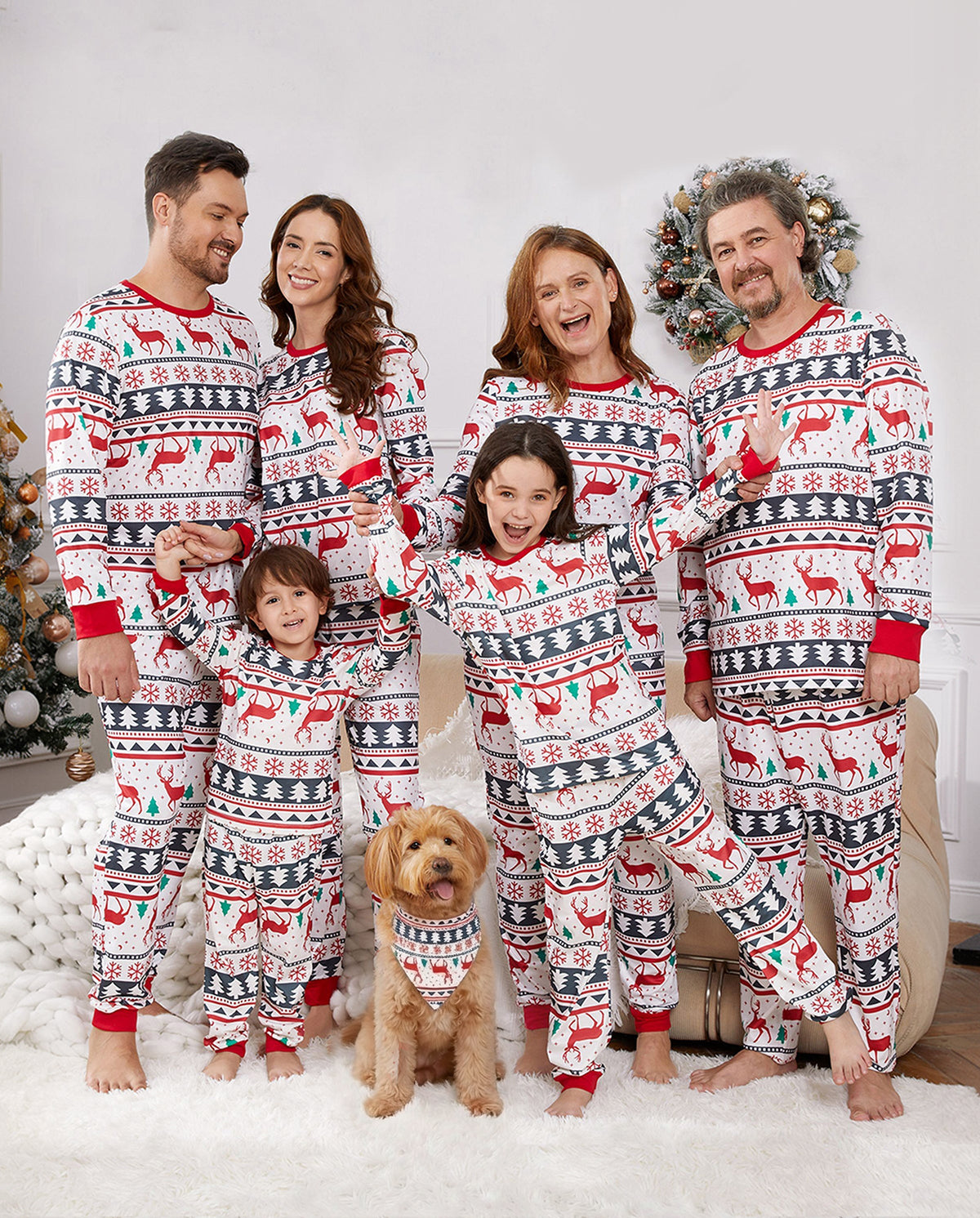 PatPat Family Matching Christmas Pajamas Fair Isle Red & White