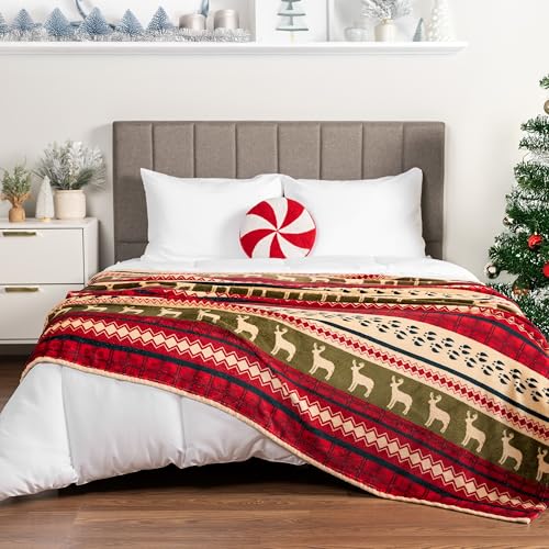Pavilia Soft, Plush, Warm Winter Cabin Throw - Twin 60x80, Red Christmas Holiday Fleece Blanket - color: Christmas Red, size: 60 x 80 Inches - Twin
