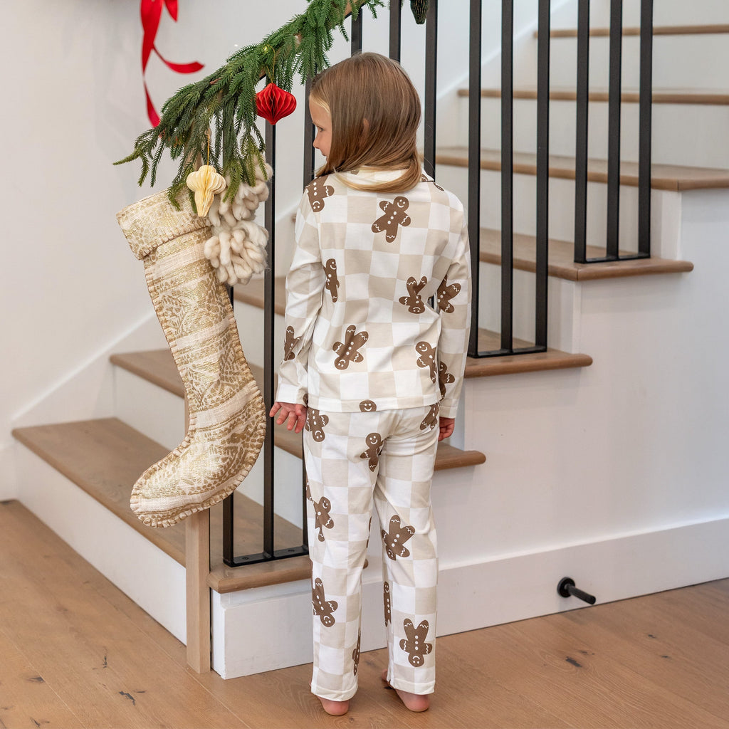 PatPat Family Matching Christmas Pajamas Gingerbread & Plaid Print Khaki