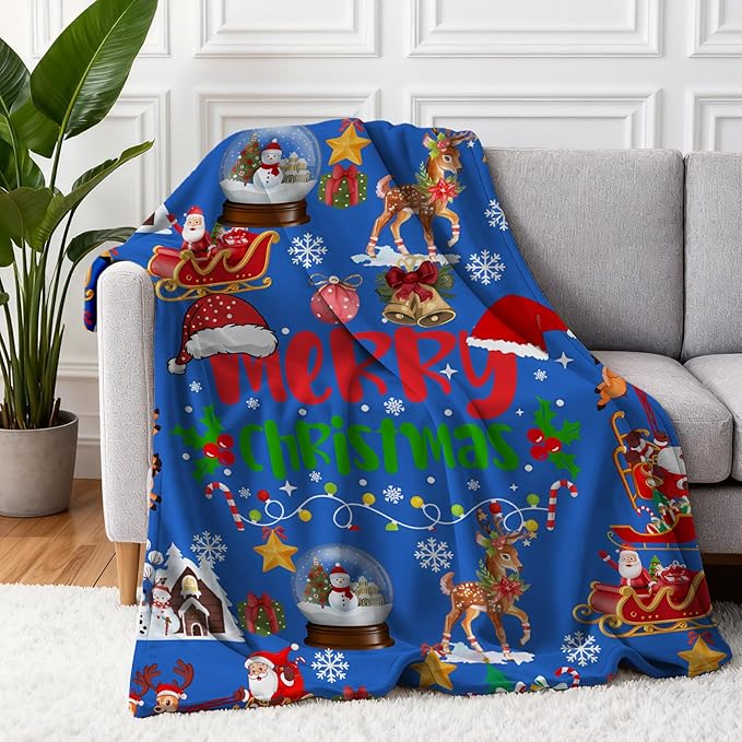 COMFAR Cute Christmas Blankets and Throws for Adults/Women/Boys/Kids, Holiday Fleece Throw Blanket for Couch/Sofa, Holiday Decor, Christmas Decorations/Gifts 50"x 60"