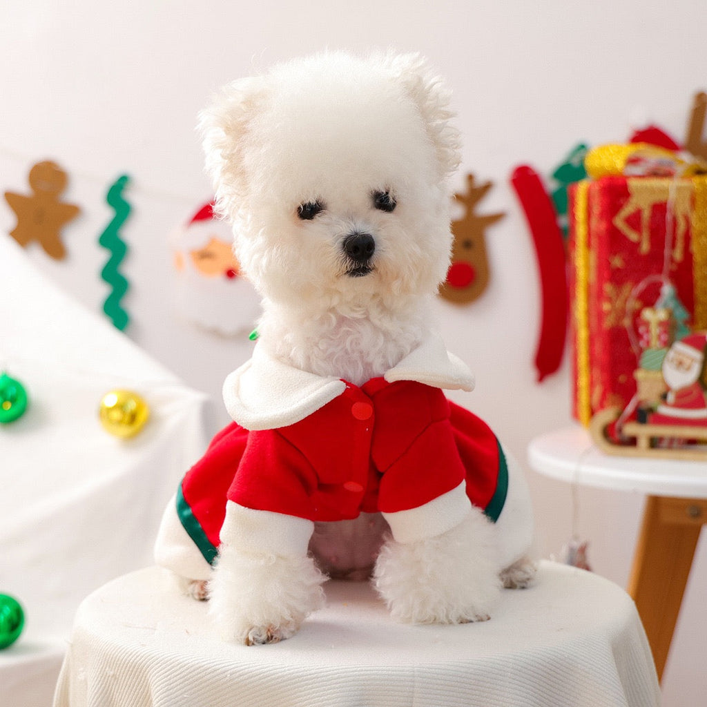 Christmas Santa Fleece Dog Cat Jumpsuits/Dress