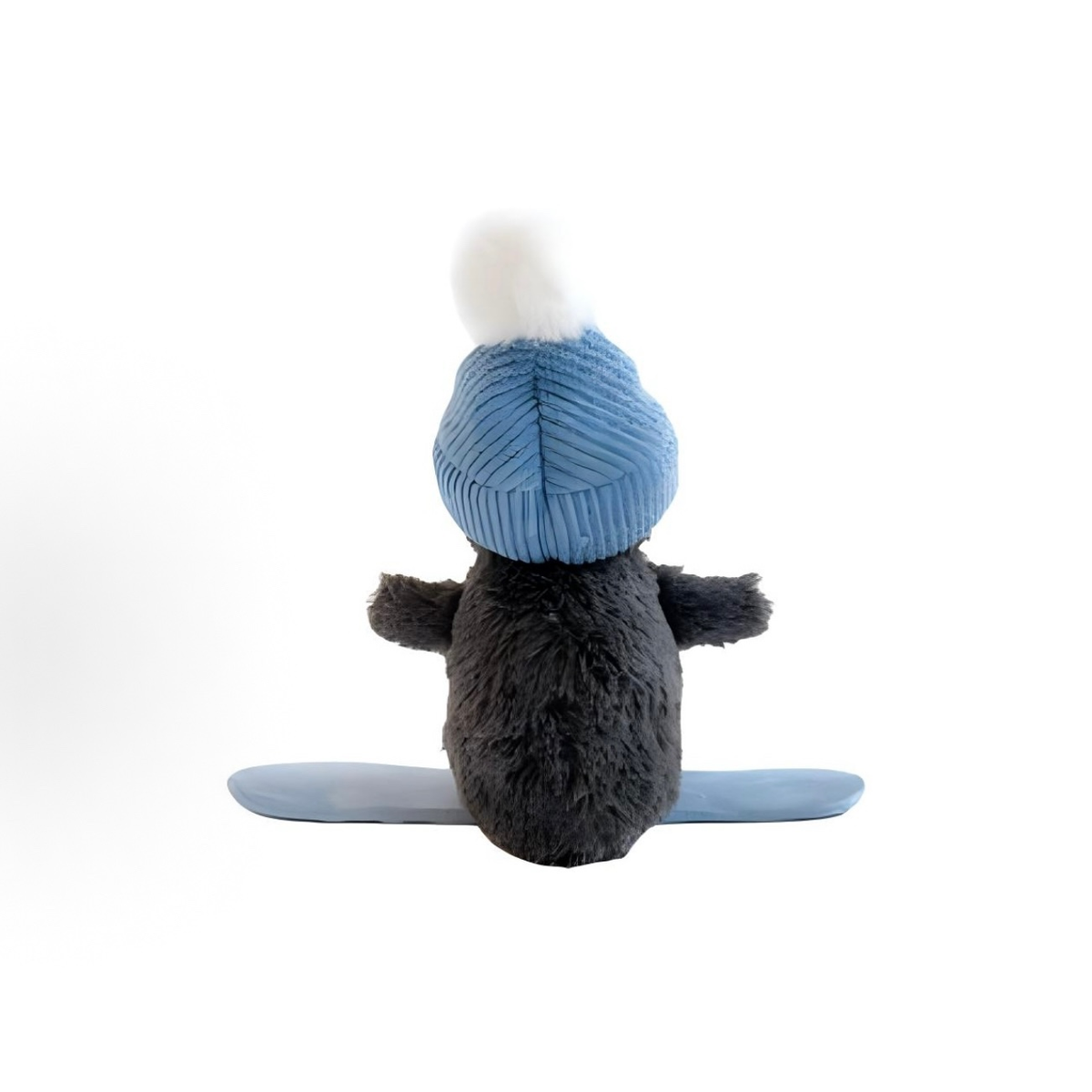 Cute Snowboard Penguin Plush Toy, Winter Penguin Stuffed Animal with Blue Pom Pom Beanie, Christmas Stocking Stuffer Gift