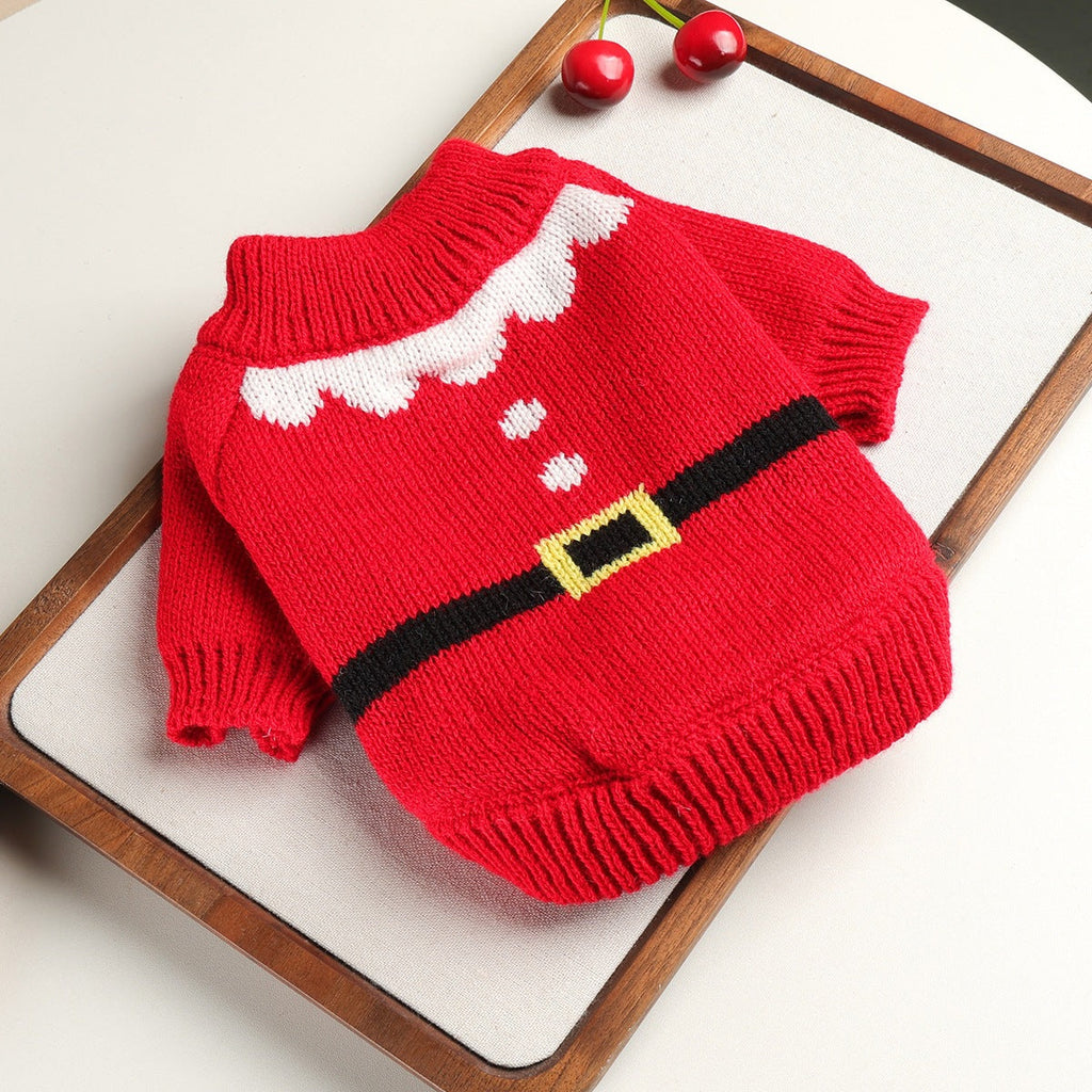 Christmas Santa Bow Dog Cat Knitted Sweater