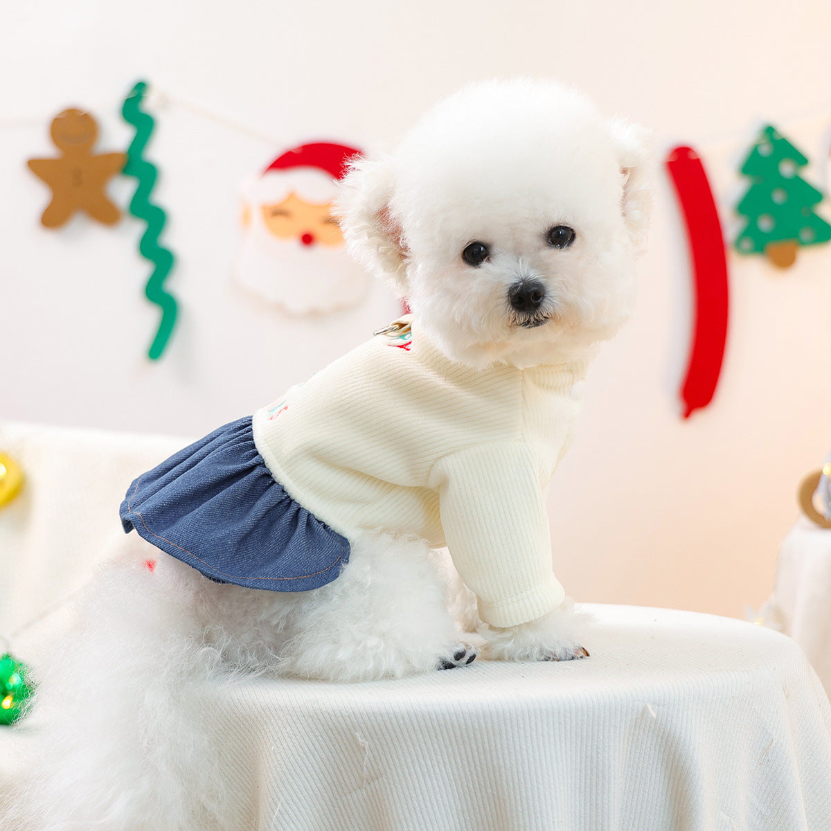 Christmas Tree Denim Dog Cat Dress/Jacket