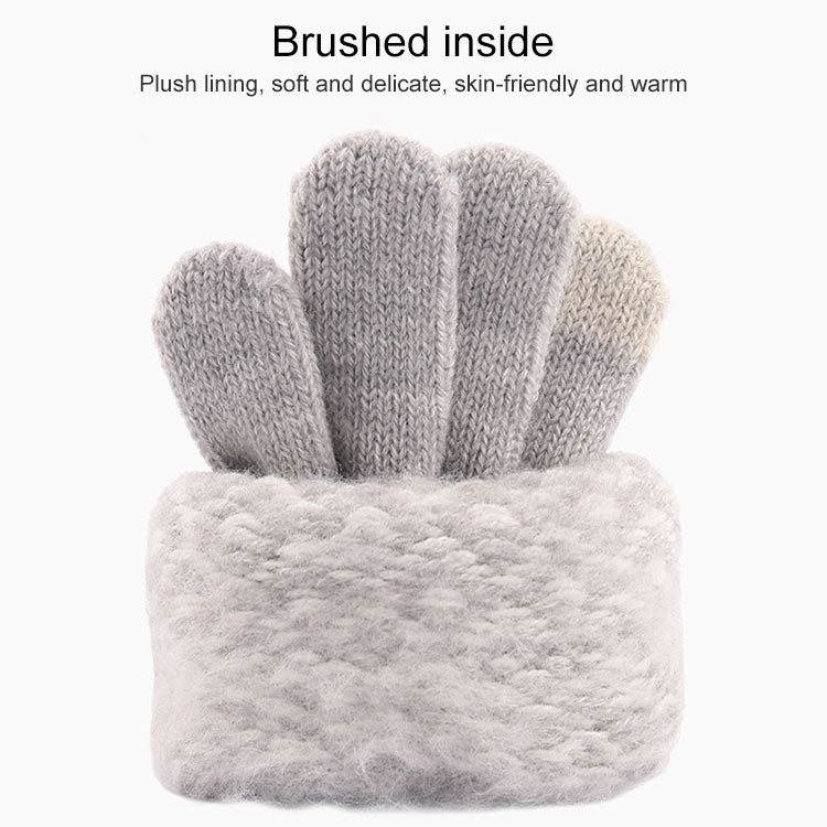 Winter Touch Screen Gloves Women Men Warm Stretch Knit Mittens Imitation Wool Thicken Full Finger Gloves(Yellow)