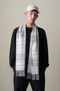 Contemporary Check Lambswool Scarf - Moonshadow