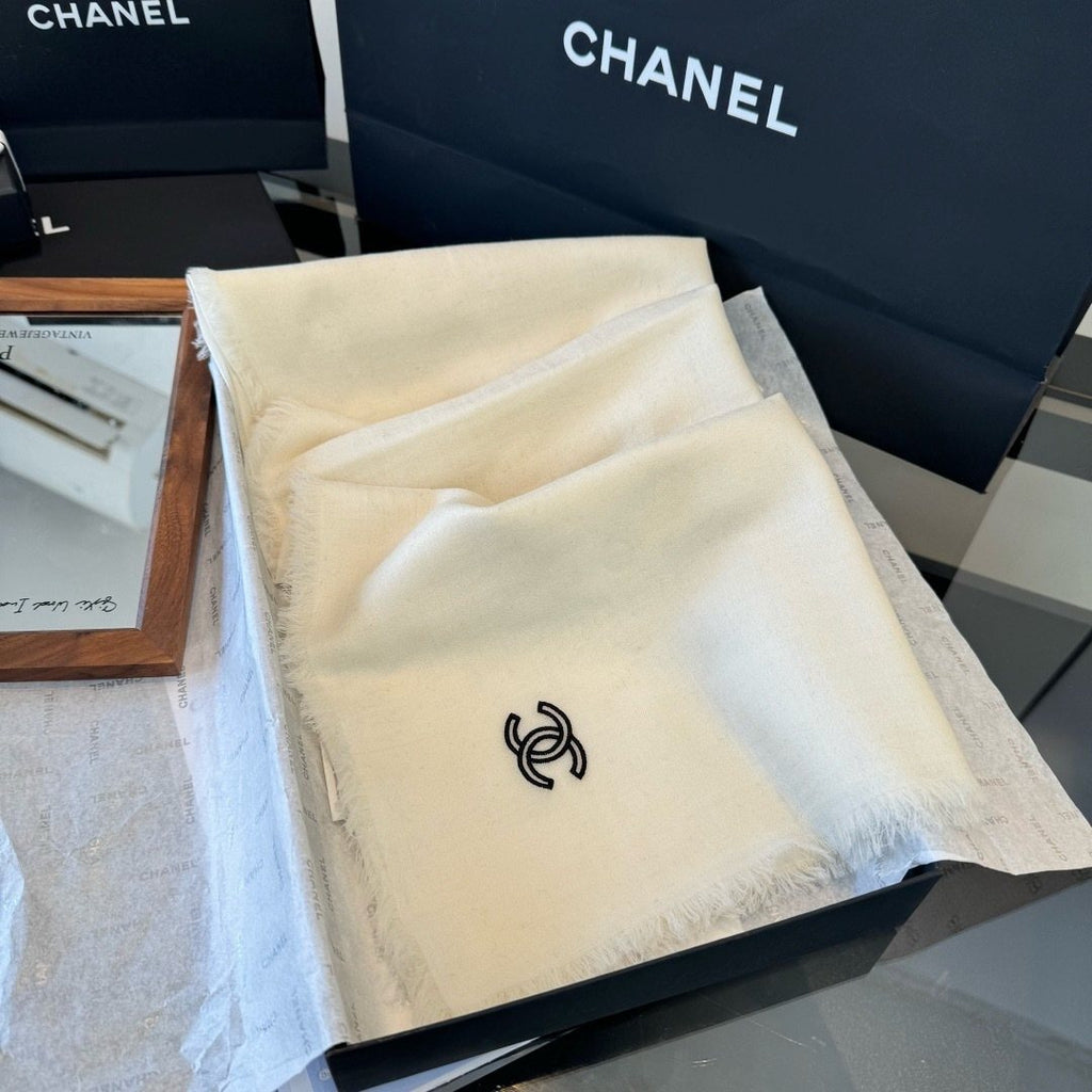 Chanel Fringe-Trim Cashmere Scarf