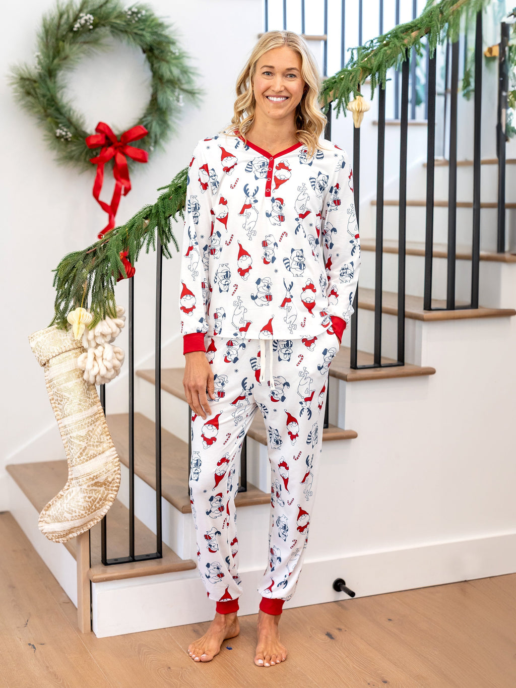PatPat Family Matching Christmas Pajamas Gnome Print White